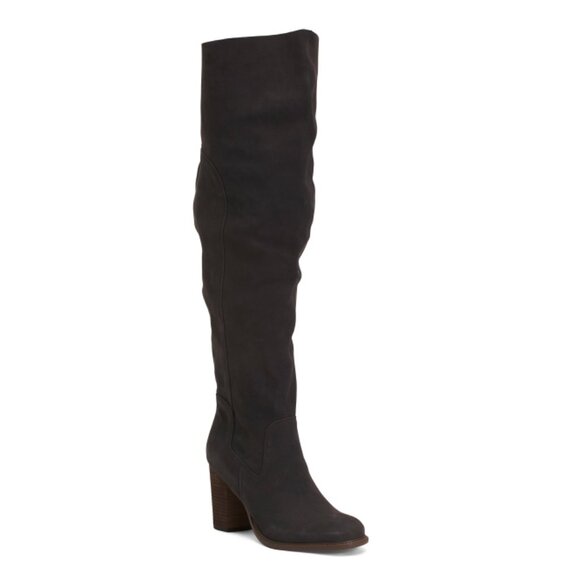 LOGAN Graphite Suede Wide Calf Tall Shaft Boots - Picture 1 of 2